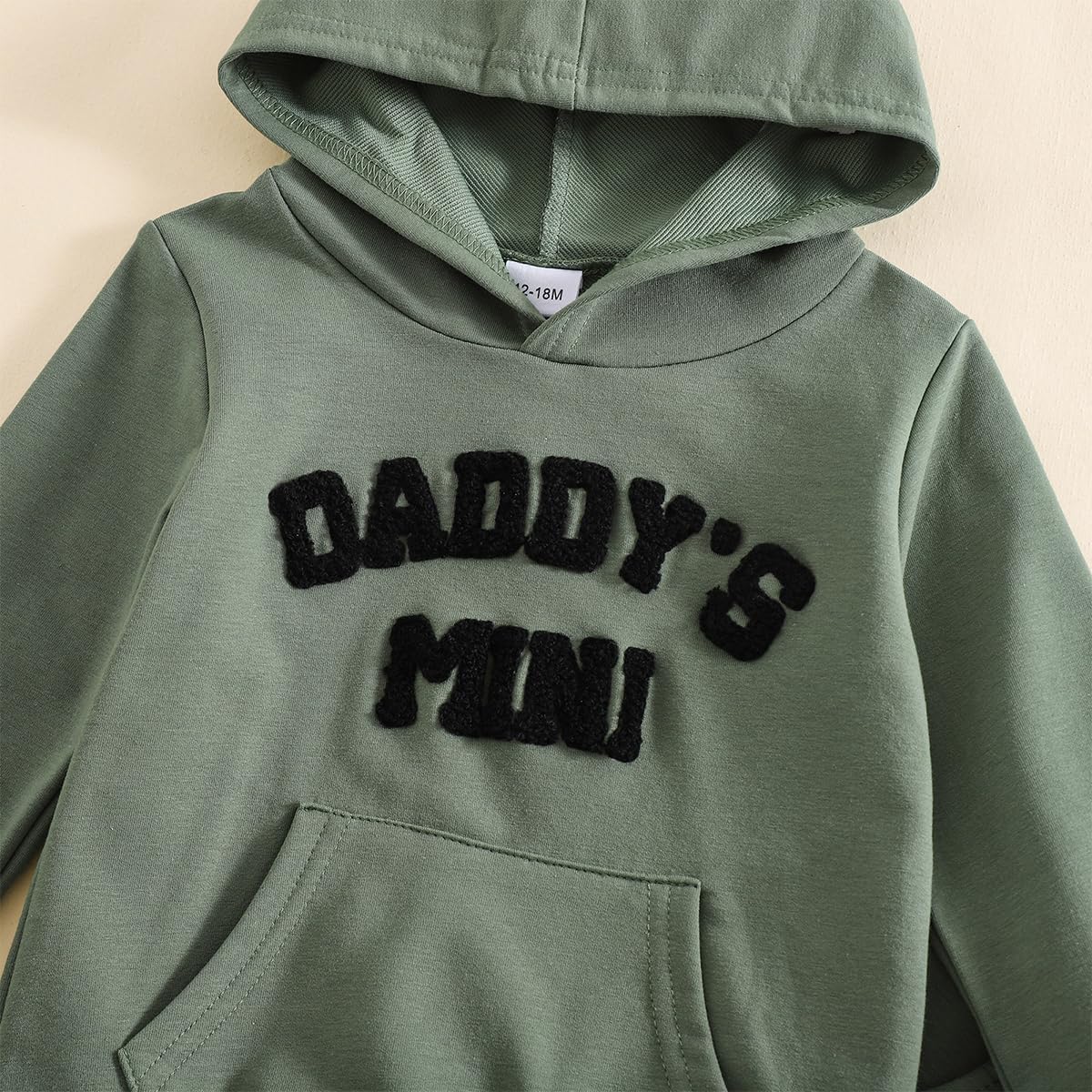 LUVCES Kleinkind Baby Jungen Outfits Langarm Daddy’s Mini Kapuzenpullover Sweatshirts + Hosen 2-teiliges Herbst Winter Frühling Kleidungsset