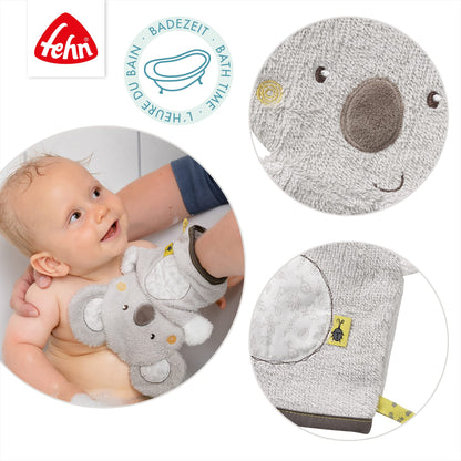 Fehn Waschlappen Lama - Waschhandschuh mit Tiermotiv - Badewannenspielzeug für fröhlichen Badespaß - Babywaschlappen für die Badewanne - weicher Handtuchfrottee für Babys und Kinder ab 0+ Monaten