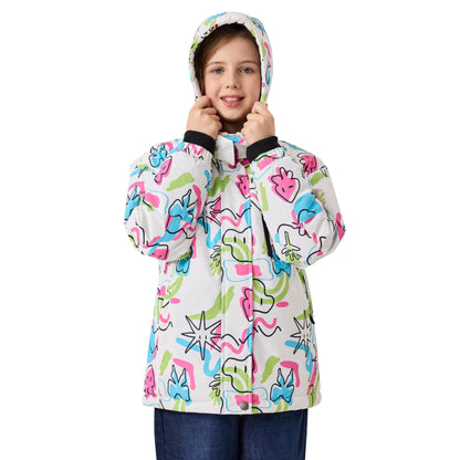 MoFiz Girls' Winter Jacket, Ski Jacket, Children's Softshell Jacket, Fleece Lining, Windproof, Outdoor Jacket with Hood