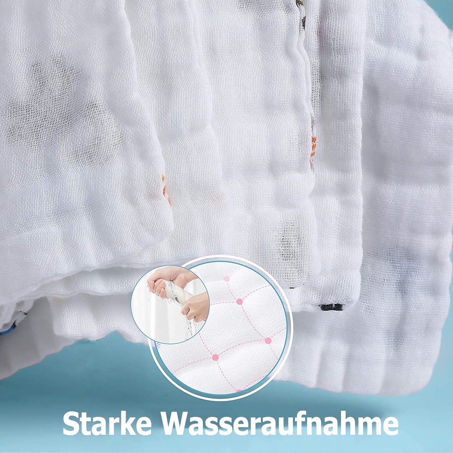 Koo-dib Baby Musselin Waschlappen Tuch Mullwindeln Spucktücher -Handtücher Weiche Neugeborene Gesichtstücher Saugfähig Junge Mädchen Sabberlätzchen 10 Stück 25x25 cm lätzchen