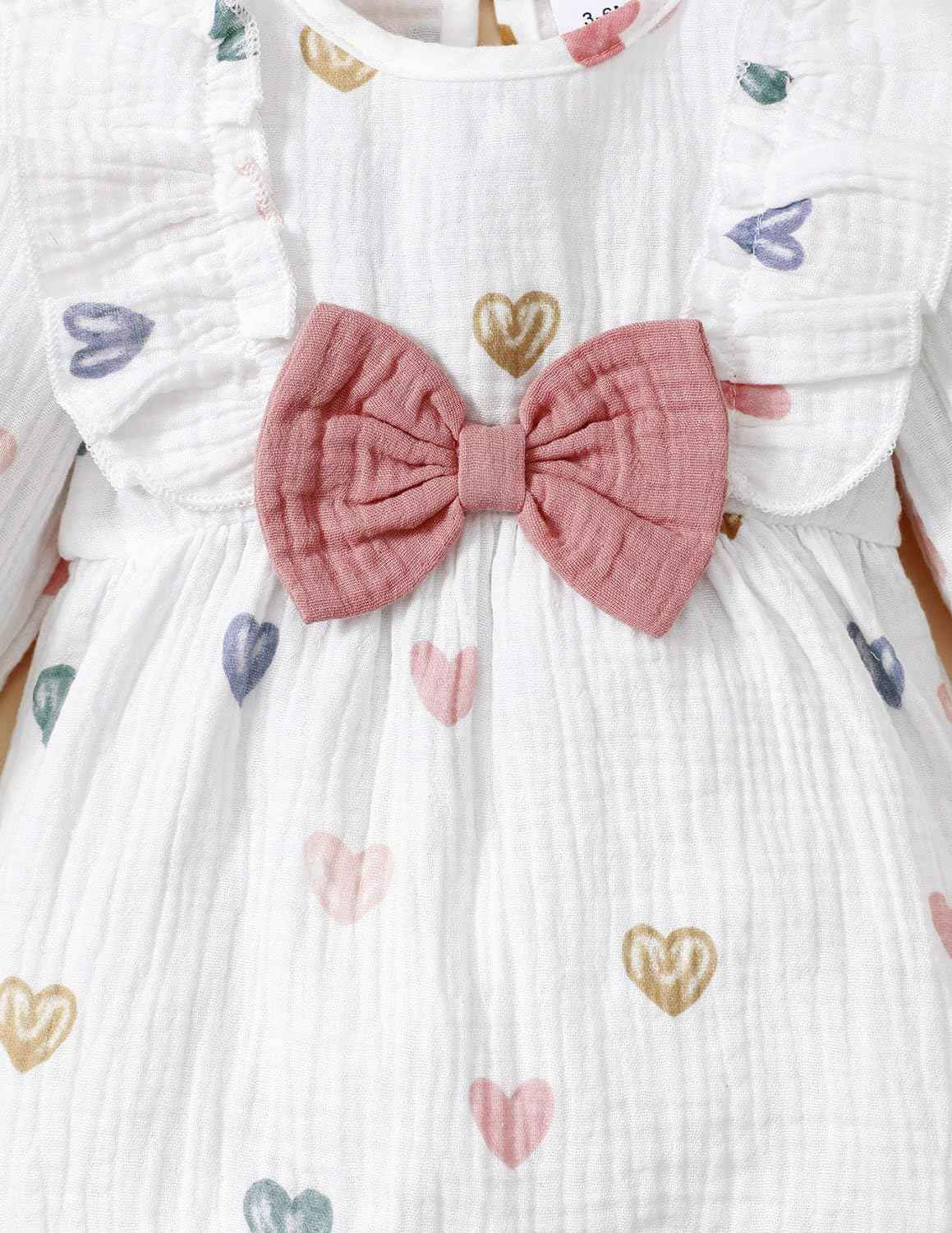UUAISSO Newborn Baby Girl Clothing Long Sleeve Ruffle Jumpsuit Bowknot Romper Infant Girls Autumn Winter Outfits