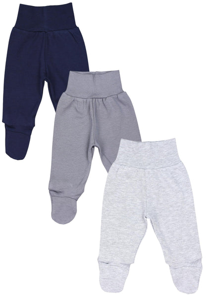 TupTam Pumphose Baby Jungen mit Fuß 3er Pack – Weiche Baby Hose aus Baumwolle mit Komfortbund