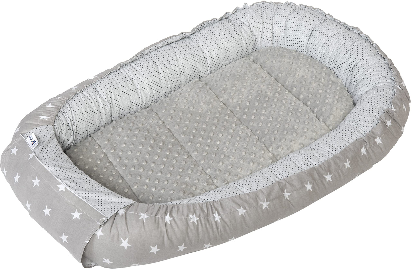 Medi Partners Babynestchen Babynest Set 100x60x15 Kuschelnest 5 teilig herausnehmbarer Einsatz Kokon Nestchen Babys Neugeborene 100% Baumwolle (REH mit Grauem Minky) - Meloni2