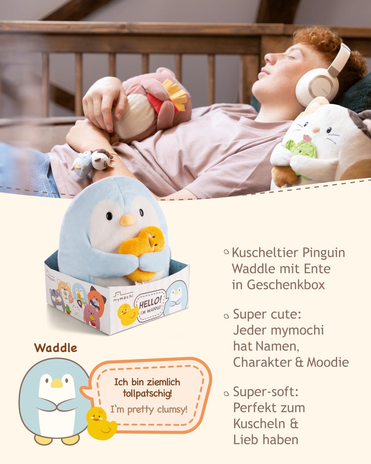 NICI MYMOCHI Fuchs Kuscheltier Geeks 16 cm mit Videospiel in Geschenkbox 11x12x6,5 cm, Flauschiges Stofftier zum Kuscheln, Spielen und Liebhaben - 61151