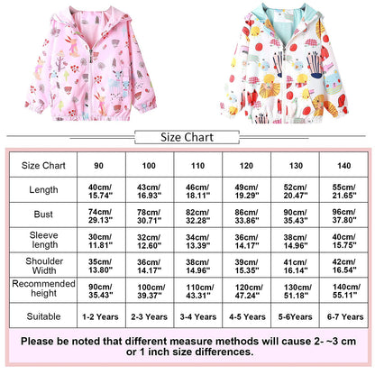 JinBei Jacken Mädchen Jacke Baby Kinder Kapuzen Sweatjacke Kapuzenjacke Cartoon Aufdruck Winddicht Mantel Windjacke Übergangsjack Frühling Herbst Outwear Softshelljacke Regenjacken 1-7 Jahre