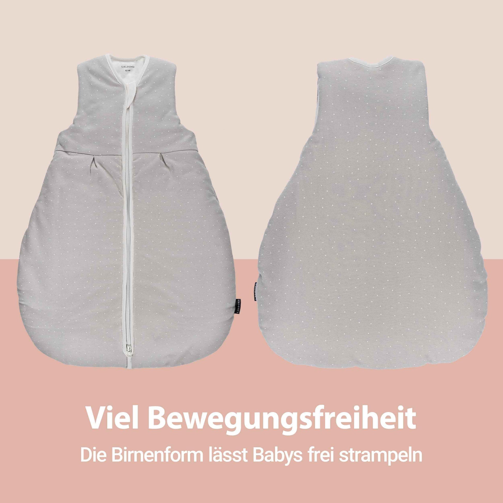 LaLoona Baby Sleeping Bag, Sleeveless, All-Year Baby Sleeping Bag (TOG 3.0) for Autumn, Winter and Transition, 100% Cotton, Oeko-Tex Standard 100 & EN 16781 Tested, Dots Beige