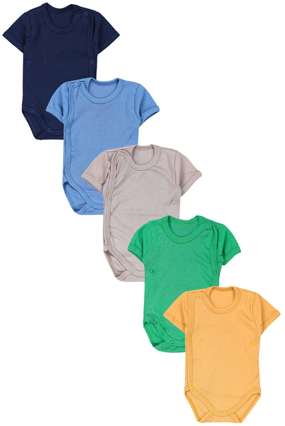 TupTam Baby Body Kurzarm Jungen – Wickelbody Kurzarm aus Baumwolle im 5er Set – OEKO-TEX Zertifiziert