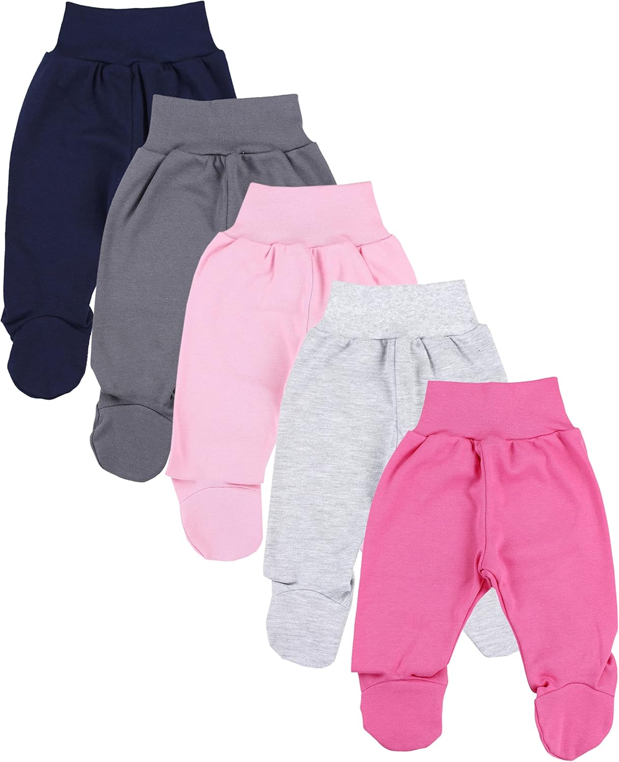 TupTam Baby Unisex Pants with Foot Colourful 5-Pack 