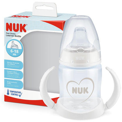 NUK First Choice+ Trinklernflasche | 6–18 Monate | 150 ml | Temperature Control Anzeige | Anti-Colic-Ventil | auslaufsichere Trinkschnabel | Ergonomische Griffe | BPA-frei | Disney Winnie Puuh blau - Meloni2