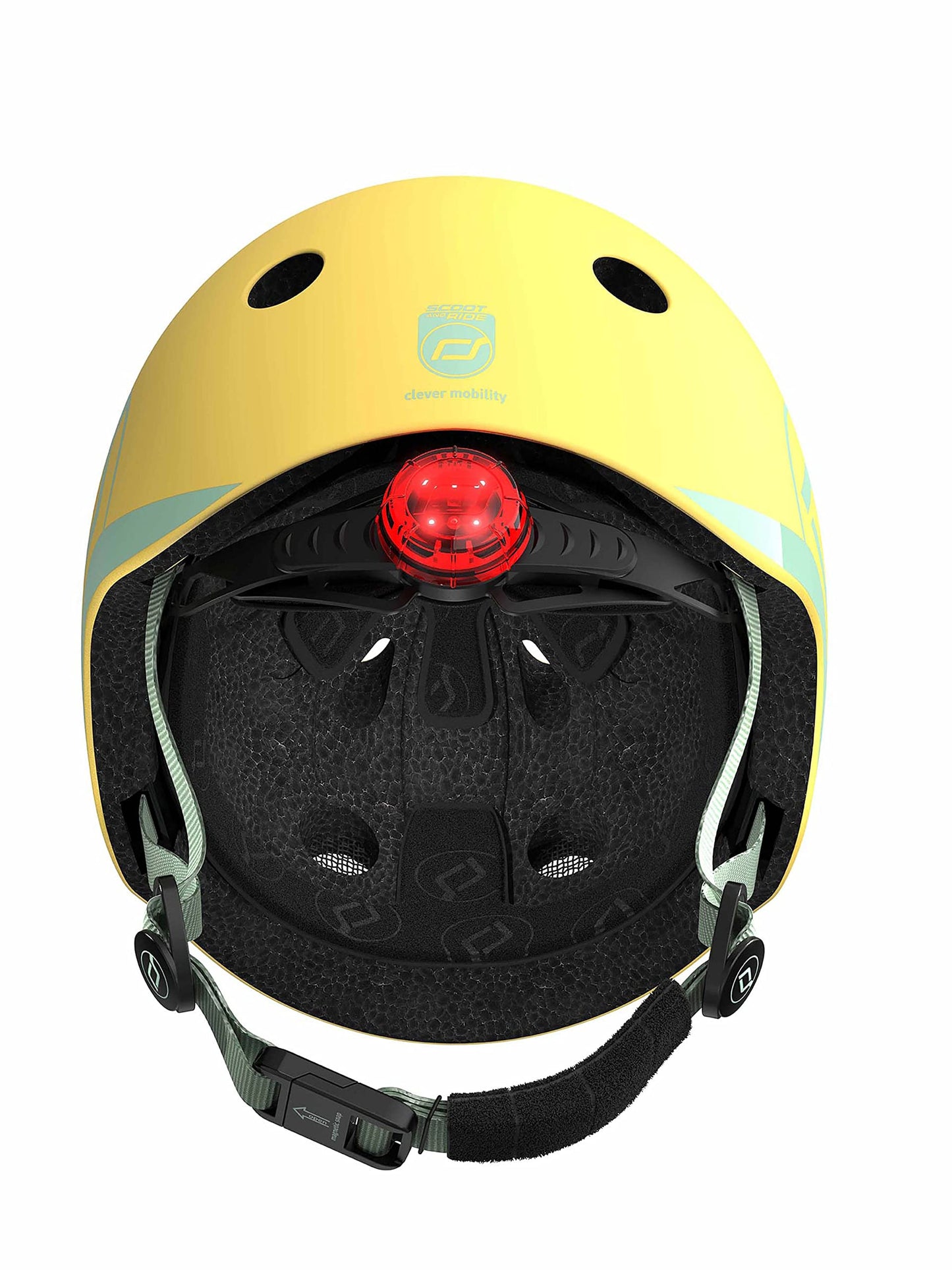 Scoot and Ride Babyhelm mit verstellbaren Trägern, Mattes Finish, Größen XXS, inklusive LED-Sicherheitslicht und weicher Fleece-Polsterung für zusätzlichen Schutz