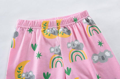EULLA Mädchen Schlafanzug Kinder Kurz Einhorn Dino Katze Prinzessin Hase Pyjama Set Sommer Kleidung Zweiteiliger Nachtwäsche Baumwolle 92 98 104 110 116 122