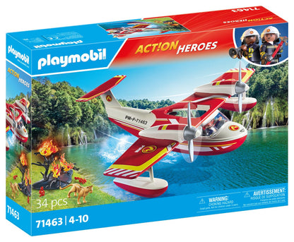 PLAYMOBIL Action Heroes 71464 Fire Boat with Aqua Scooter, Exciting Water Rescue, Includes Diving Goggles, Flippers and Life Jacket, Realistic Toy for Children from 4 Years