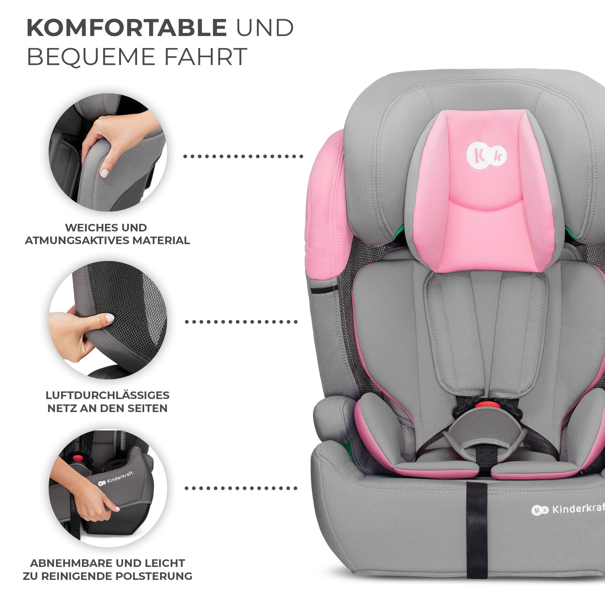 Kinderkraft Kinderautositz COMFORT UP I-SIZE, Autokindersitz, Kindersitz, ein Autositz für Kinder von 76-150 cm, 5-Punkt-Sicherheitsgurt, Einstellbare Kopfstütze, ECE R129/03, Grau - Meloni2