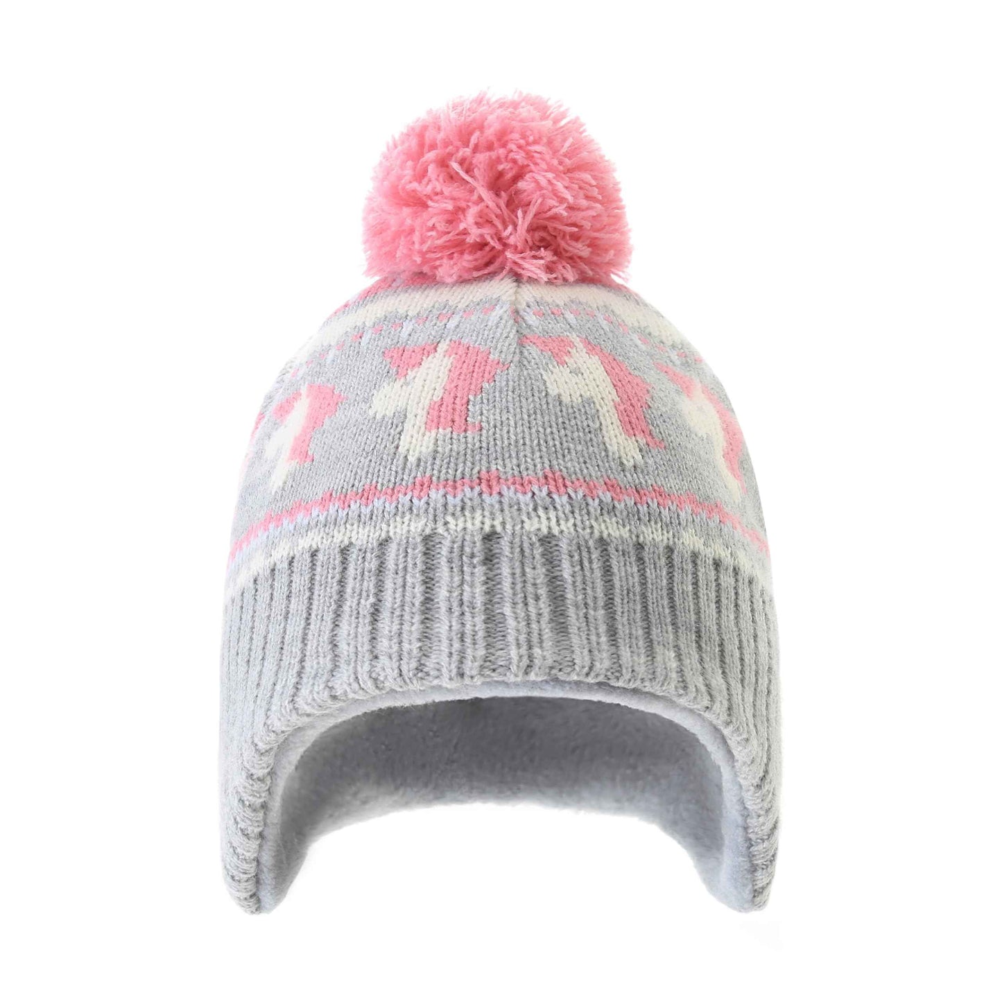 Winter Hat Girls Kids Beanie Earflap Pompom Baby Knitted Hat Girls