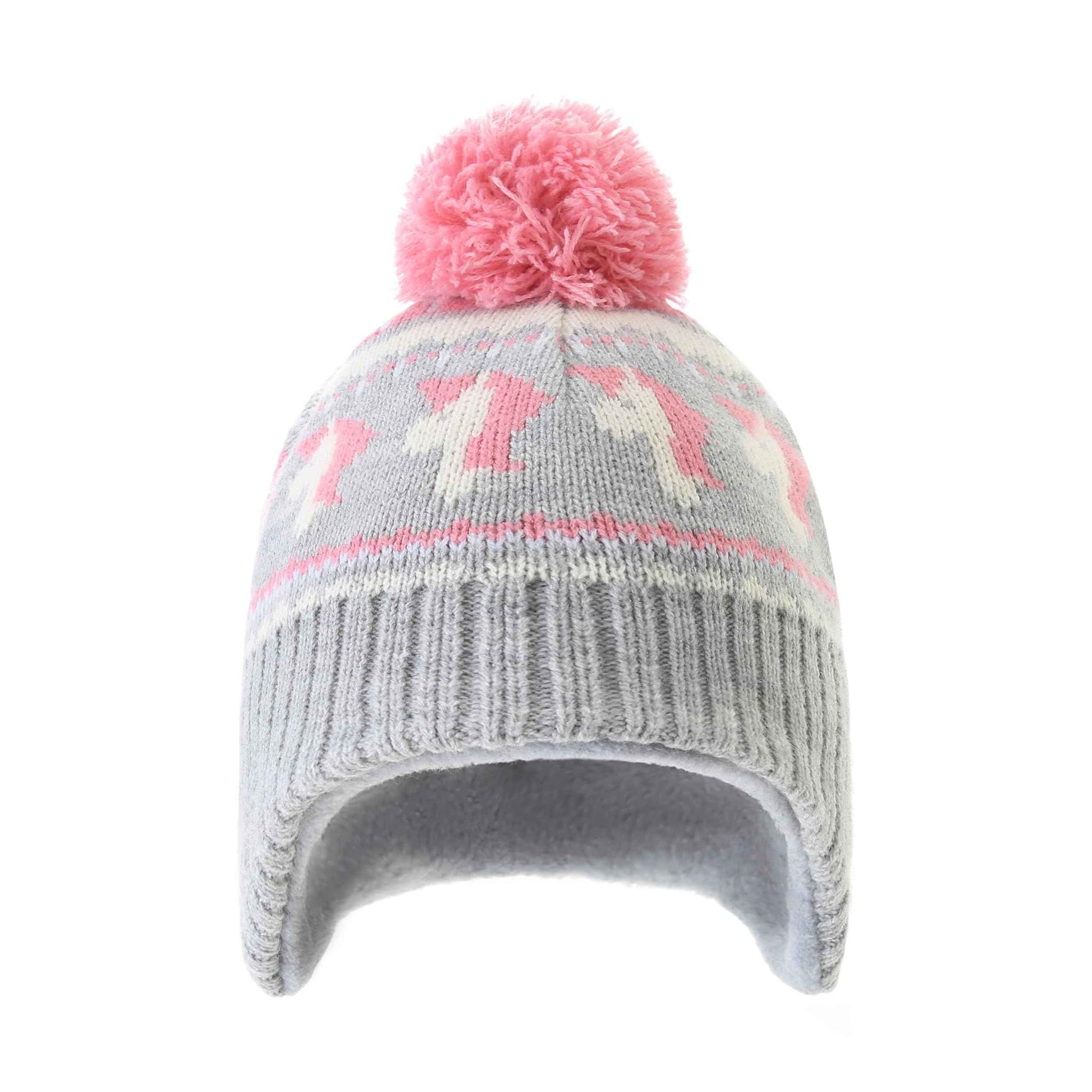 Winter Hat Girls Kids Beanie Earflap Pompom Baby Knitted Hat Girls