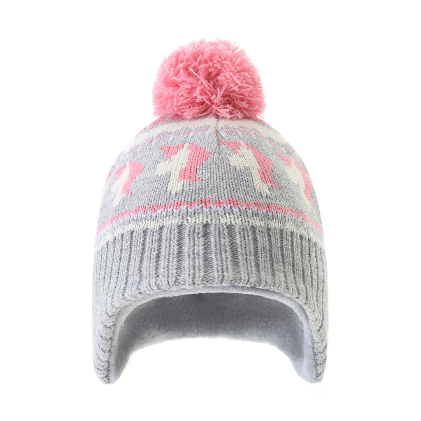 Winter Hat Girls Kids Beanie Earflap Pompom Baby Knitted Hat Girls 
