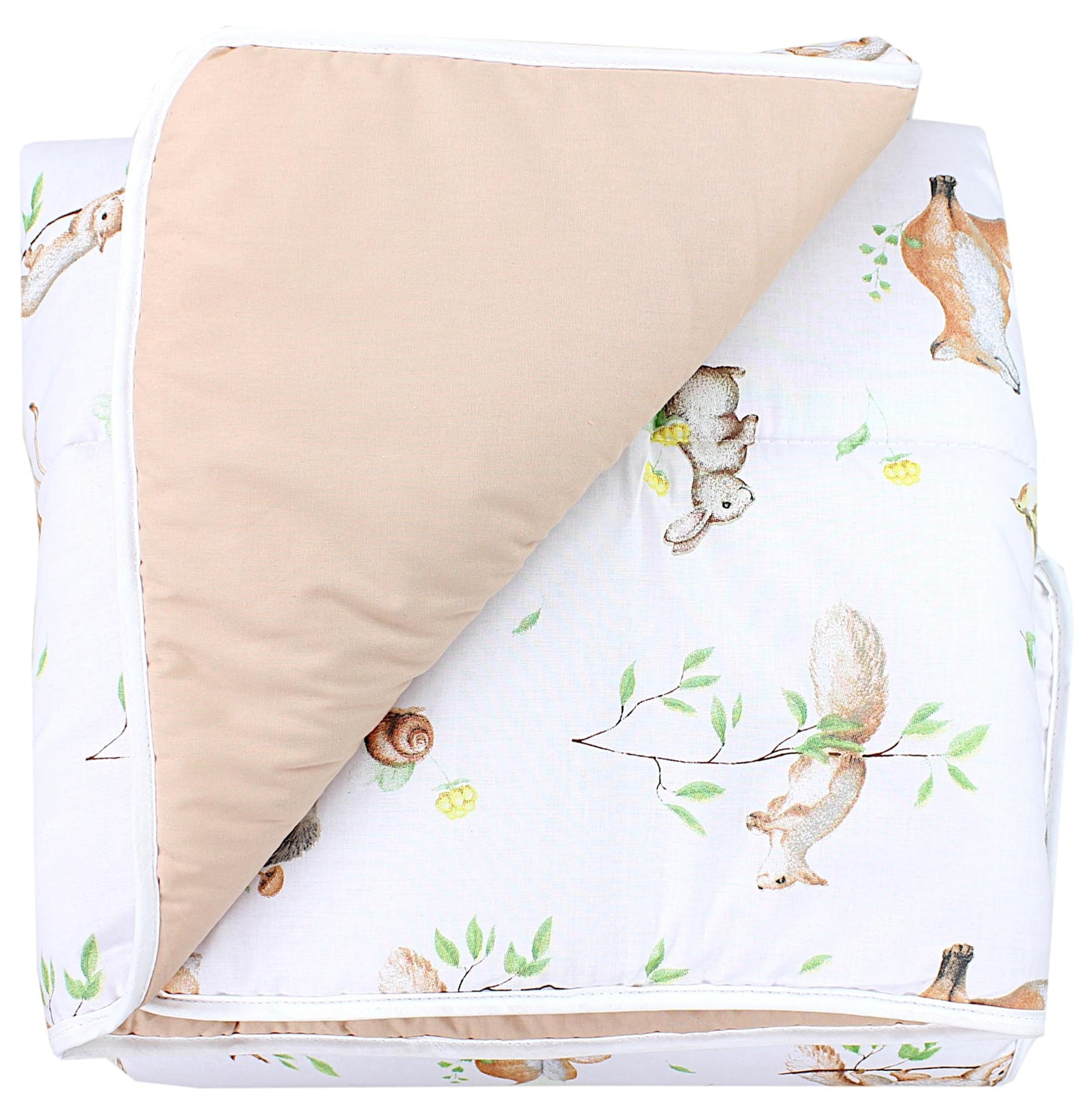TupTam Krabbeldecke für Baby 120x120 cm - Gepolsterte Spieldecke Baby Baumwolle, XXL, OEKO-TEX, Weich & Hautfreundlich, Farbe: Wald/Beige
