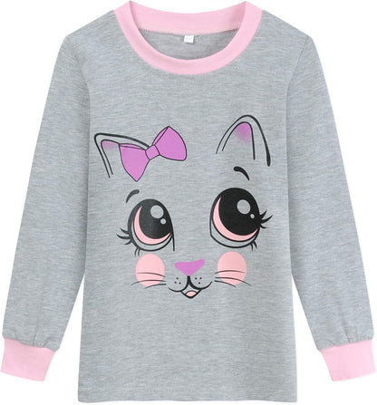 EULLA Kinder Schlafanzüge Mädchen Langarm Winter Pyjama Set Baumwolle Meerjungfrau Einhorn Prinzessin Katze Dino Zweiteilig Nachtwäsche 92 98 104 110 116 122