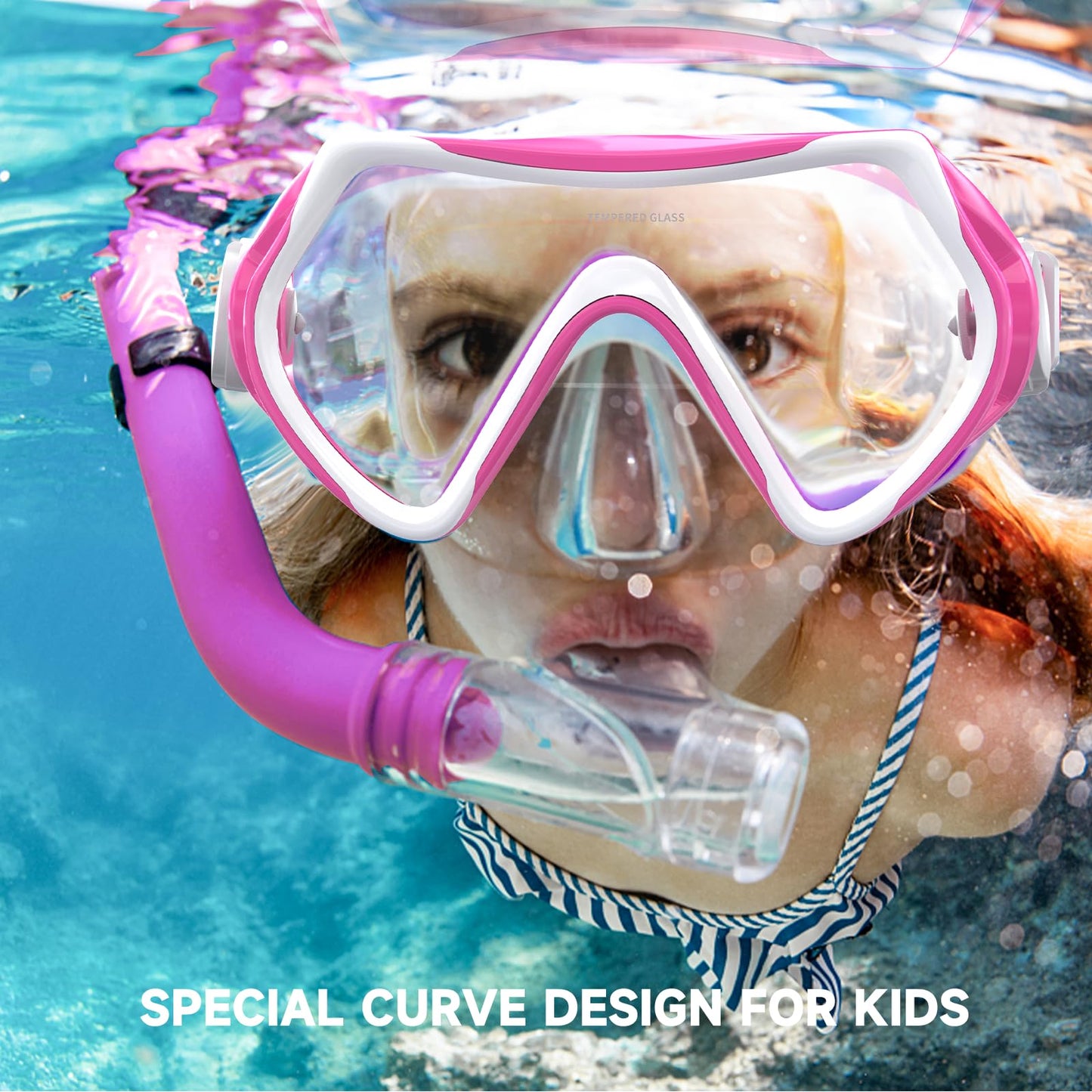 Findway Children's Diving Goggles, Swimming Goggles, Snorkel Mask for Boys Girls Teenagers, Diving Mask with Nose Cover, 180° Panorama, HD, Anti-Fog, Anti-Leak, Diving Goggles for Children 4-16 Years