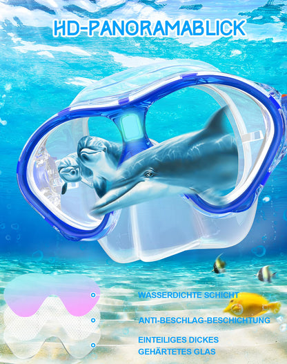 Gintenco Schnorchelset Kinder, Taucherbrille Kinder mit Schnorchel Anti-Fog Panorama-Weitsicht, Anti-Leck schnorchelmaske,Tauchmaske für Schwimmen Schnorcheln 4-16 Jahre