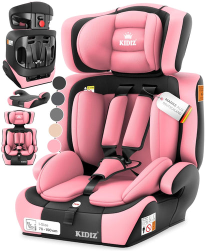 Autokindersitz mit Isofix i-Size R129 100-150cm bis 12 Jahre, Kinderautositz Gruppe 1/2/3, mitwachsender Kindersitz, 5-Punkt-Gurt & höhenverstellbare Kopfstütze, Sitzerhöhung Auto, Schwarz