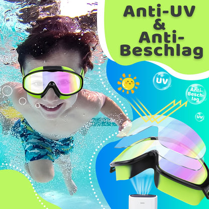 Vvinca Kids Swimming Goggles with Comfort Fabric Strap Wide Angle Anti-Fog UV Protection Waterproof Swimming Goggles for 3-14 Years
