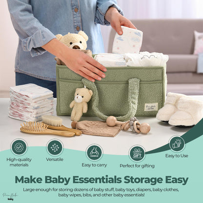 Baby Windel Caddy Organizer für Wickelauflage, Aufbewahrungskorb für Windeln und Tücher, Geschenk für Babyparty, Autowagen Organizer, Kindergarten Windel Organizer, Laptop