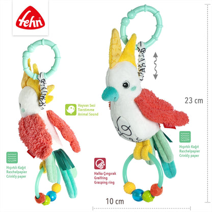 Fehn Activity-Spieltier Teddy – Baby Motorikspielzeug für Kinderwagen, Kinderbett und Babyschale zum Beißen, Greifen und Geräusche erzeugen – Beißring Spielzeug für Babys und Kinder ab 0+ Monaten