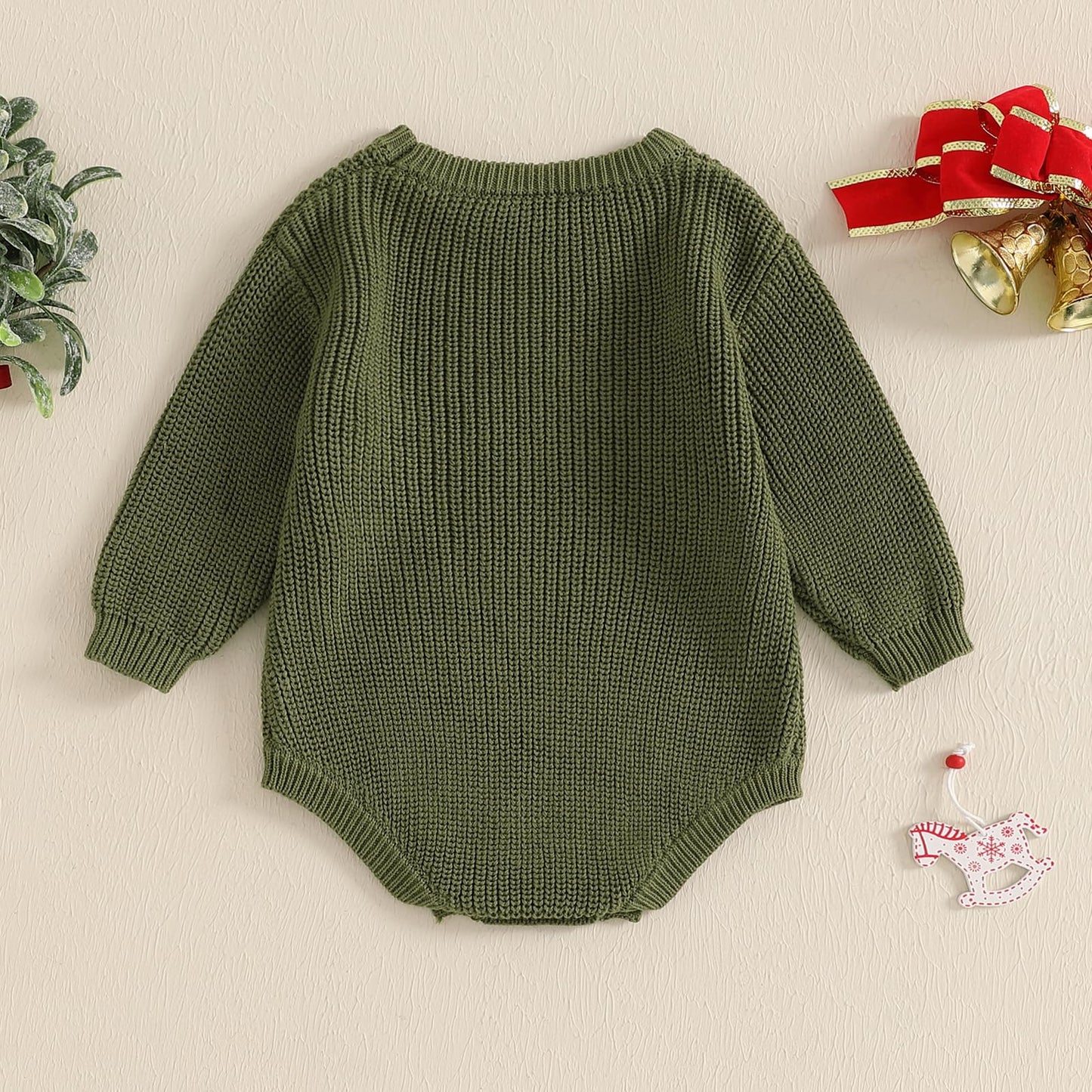 Geagodelia Knitted Christmas Romper Baby Girl Boy Christmas Jumper My First Christmas Newborn Baby Jumper Romper Bodysuit Christmas Jumper