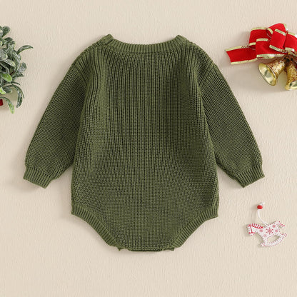 Geagodelia Knitted Christmas Romper Baby Girl Boy Christmas Jumper My First Christmas Newborn Baby Jumper Romper Bodysuit Christmas Jumper