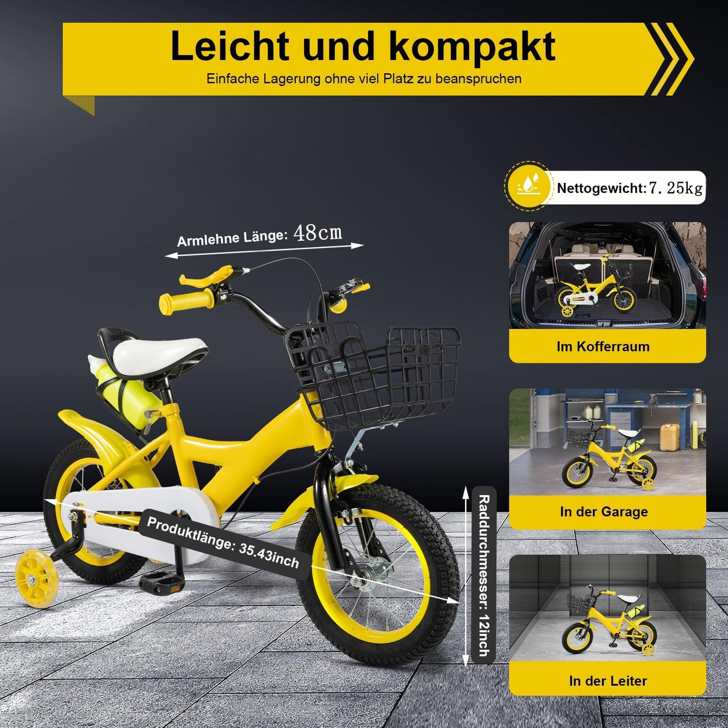 Charocean 12 Zoll Kinderfahrrad für ab 2-5 Jahre Jungen & Mädchen, Upgraded Kinder Fahrrad mit Stützrädern, Fahrrad für Kinder, HöHenverstellbar Kinderfahrräder für Schulung Outdoor Reiten - Meloni2