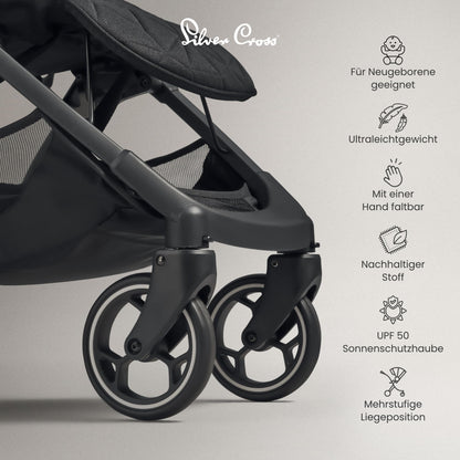 Silver Cross | Clic Kompakt-Kinderwagen | Reisekinderwagen | faltbarer & leichter Kinderwagen | Kabinengröße | Neugeborene - 4 Jahre | Almond