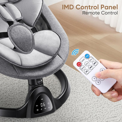Kiloston Elektrische Wippe Baby - Babyschaukel Elektrisch mit APP- und Bluetooth-Steuerung, 5-Punkt-Sicherheitsgurt, 5 Geschwindigkeiten und Fernbedienung - Tragbare Babywippe Neugeborene