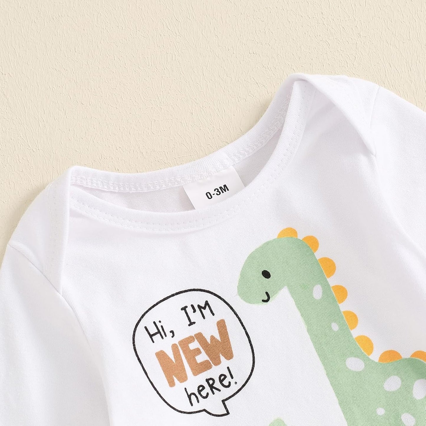 Hallo Ich bin neu hier Neugeborene Baby Jungen Kleidung Set Dinosaurier Print Langarm Bodysuit und Hosen Baumwolle Baby Kleidung Set Herbst Winter Kleidung Sets für Baby Jungen Outfits
