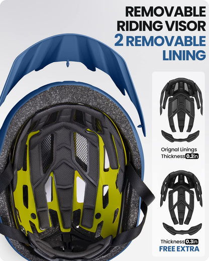 OutdoorMaster MIPS Bike Helmet - Two removable inner linings &amp; ventilation in multi-environment - Bike helmet in mountain, highway for youth &amp; adults 