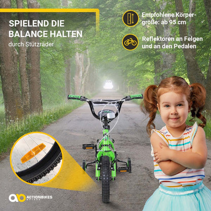 Actionbikes Kinderfahrrad Zombie | 12 16 20 Zoll - V-Brake Bremsen - Fahrrad für Kinder von 2-9 Jahren - Schutzblech v. / h - Kinder Fahrrad für Mädchen & Jungen - Fahrräder - Bicycle - Kinderrad - Meloni2