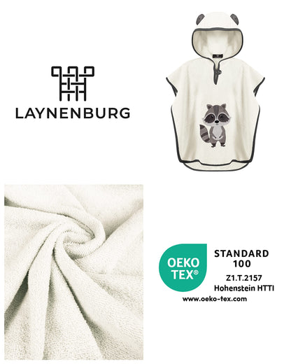 LAYNENBURG Premium Badeponcho Kinder mit Kapuze - 100% Baumwolle - OEKO TEX - Baby Jungen Mädchen Handtuch Poncho Frottee