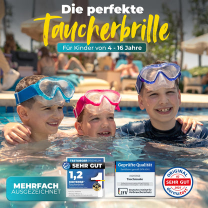 KIDVERSE Schnorchelset Kinder - Taucherbrille mit Schnorchel - Panorama Taucherbrille mit Nase - Kindertaucherbrille Alternative Schnorchelmaske