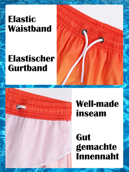 Badehose Jungen Farbverlauf Badeshorts mit Meshfutter und Verstellbarem Tunnelzug