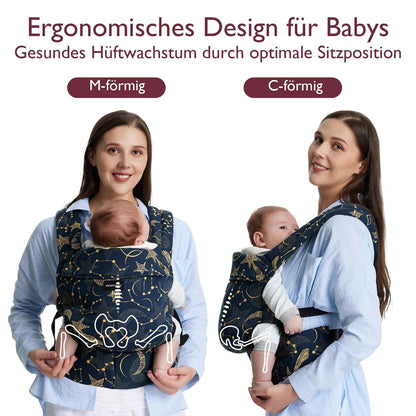 Momcozy Babytrage aus 100% Baumwolle – Baby Carrier für Kleinkind (3-24 Monate, 3,2-20 kg) · Ergonomische M-Position · X-Rücken · Taillengurt 64-127cm, Khaki