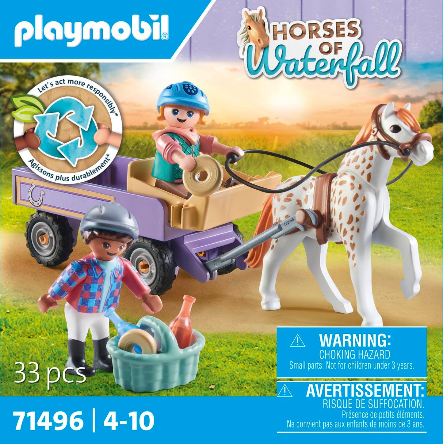 PLAYMOBIL Horses of Waterfall 71496 Pony Carriage, Magical Trip with the Pony, Exciting Adventures at the Waterfall Ranch, Detailed Toy for Children from 4 Years