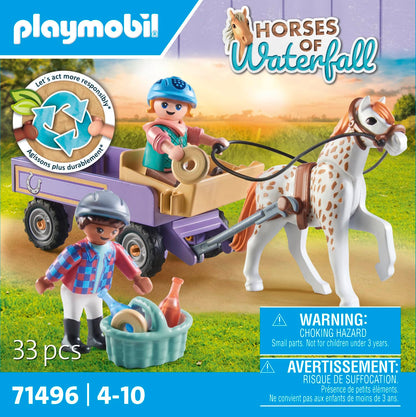 PLAYMOBIL Horses of Waterfall 71496 Pony Carriage, Magical Trip with the Pony, Exciting Adventures at the Waterfall Ranch, Detailed Toy for Children from 4 Years