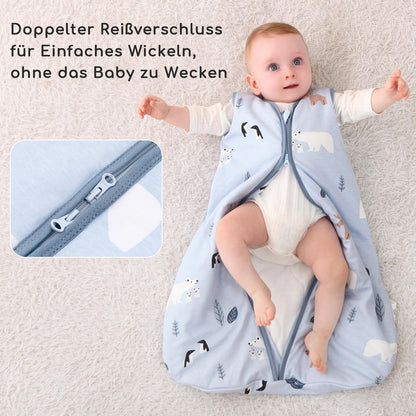 Yukkidds Baby Summer Sleeping Bag, 100% Cotton, 0.5 Tog, beige elephant, 0 - 6 months
