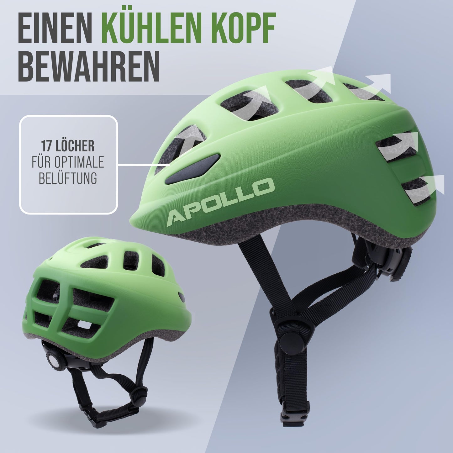 Apollo Kinder Fahrradhelm, Helm für Kinder & Jugendliche, Multisport Helm, Fahrradhelm Mädchen, Fahrradhelm Jungen, Kinderhelm ab 3 Jahre, Verstellbarer Kinder-Helm, ab Größe 48, für Fahrrad & Roller