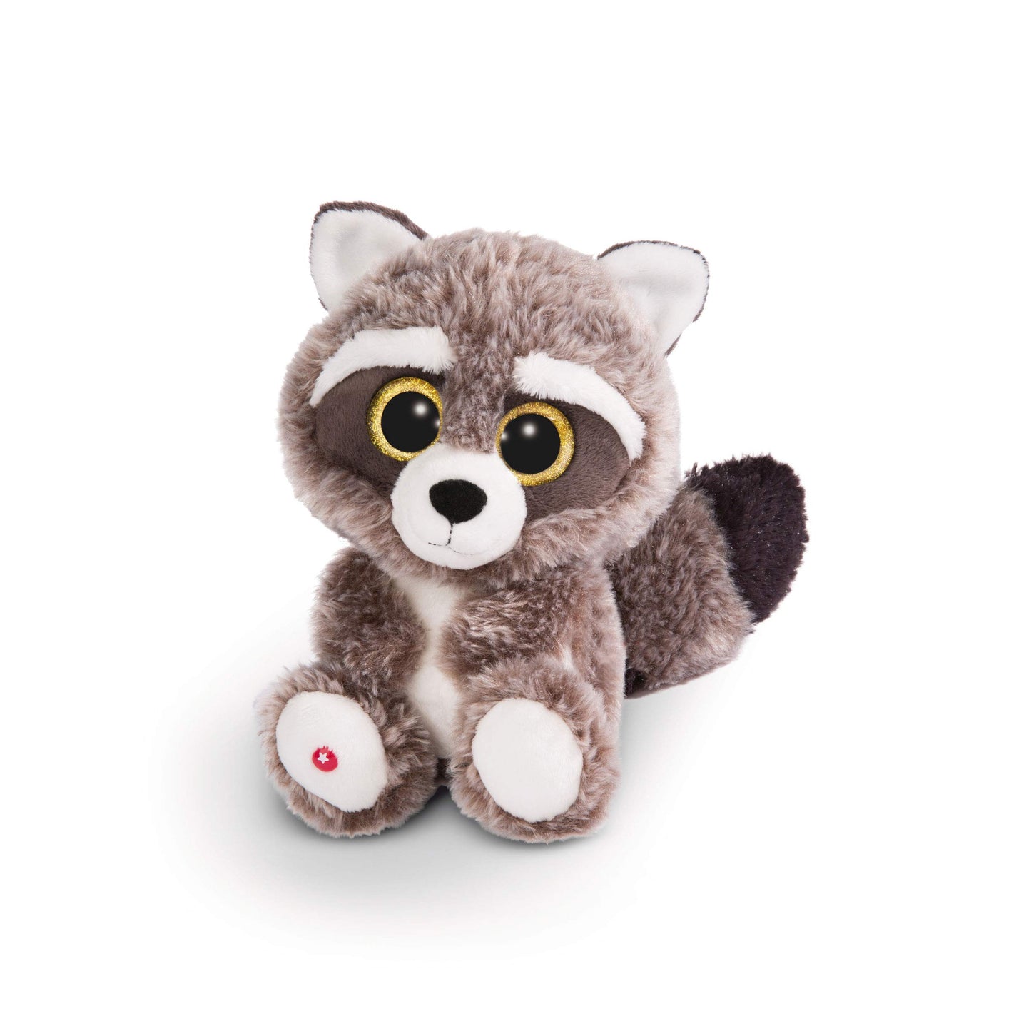 NICI Glubschis: Das Original – Waschbär Clooney 25 cm – Kuscheltier Augen – Flauschiges Plüschtier mit großen Glitzeraugen – Schmusetier für Kuscheltierliebhaber – 45569