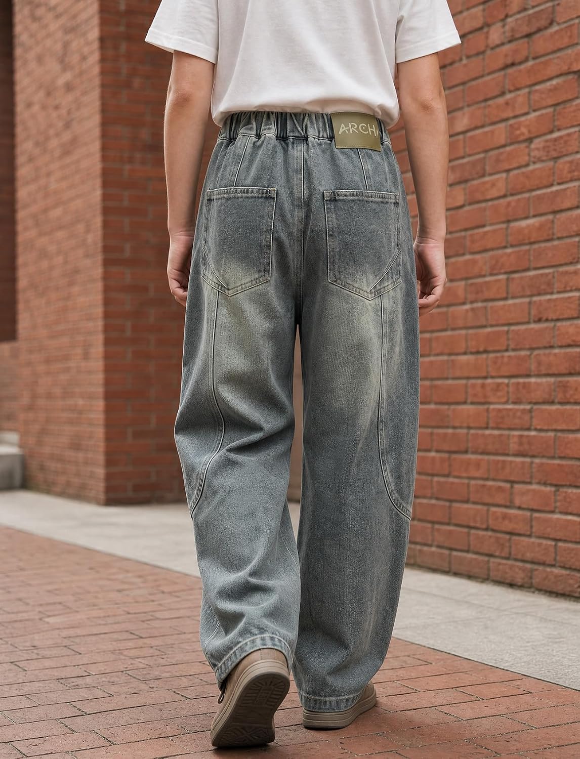 Baggy Jeans Jungen Weites Bein Gummibund Denim Jeanshosen Gr.120-170 | Baumwolle Lässige kinder Jeans Jungen Elastischer Freizeithose für 5-14 Jahren