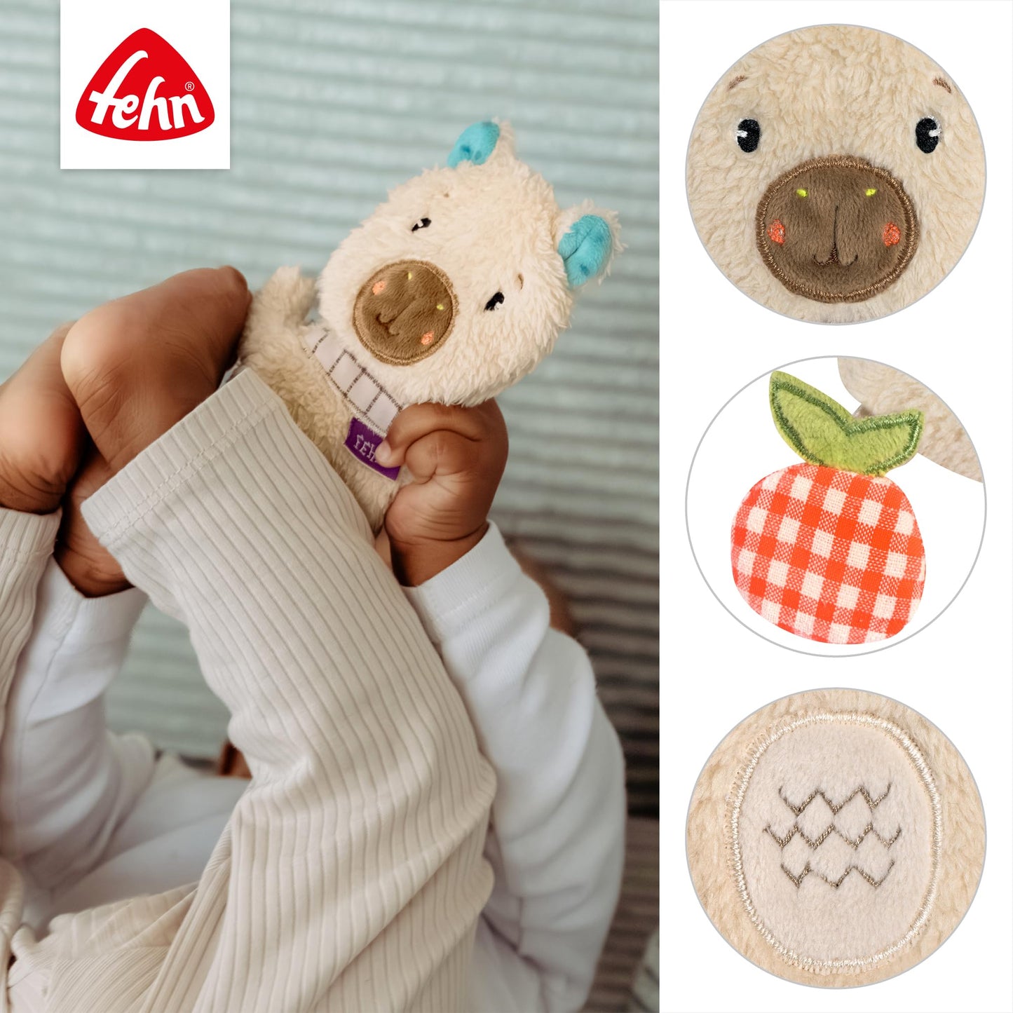 Fehn Knister-Seestern – Activity-Rascheltier zum Greifen & Lauschen | Fördert Sinne und Motorik – zum Geräusche erzeugen und Spielen – für Babys und Kleinkinder ab Geburt