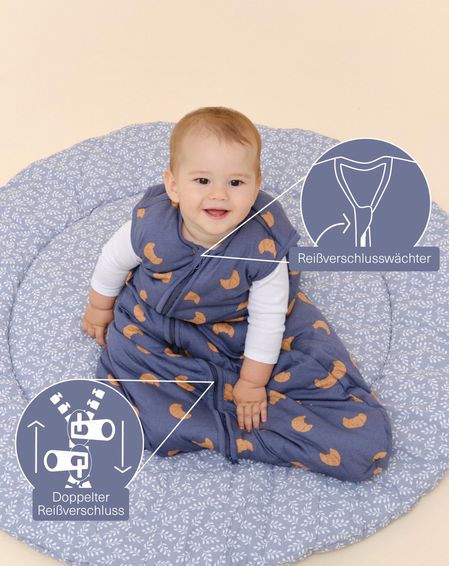 molis&co - Baby Sleeping Bag 2.5 TOG - All-Year Sleeping Bag - Baby Sleeping Bag Newborn - 100% Cotton (Oeko-Tex 100), Sleeveless Winter Sleeping Bag Padded - Premium Quality - Colima (70 cm)