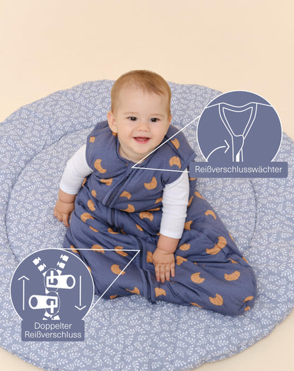 molis&co - Baby Sleeping Bag 2.5 TOG - All-Year Sleeping Bag - Baby Sleeping Bag Newborn - 100% Cotton (Oeko-Tex 100), Sleeveless Winter Sleeping Bag Padded - Premium Quality - Colima (70 cm)