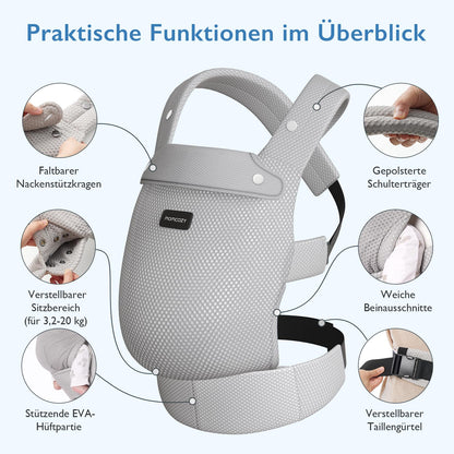 Momcozy Babytrage aus 100% Baumwolle – Baby Carrier für Kleinkind (3-24 Monate, 3,2-20 kg) · Ergonomische M-Position · X-Rücken · Taillengurt 64-127cm, Khaki